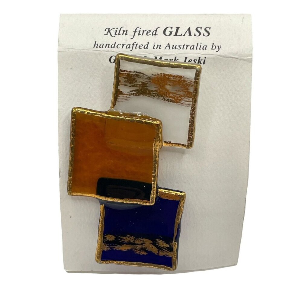 Dichroic Kiln Fired Glass Brooch Pin Handcrafted In‎ Australia By Jeski Modern